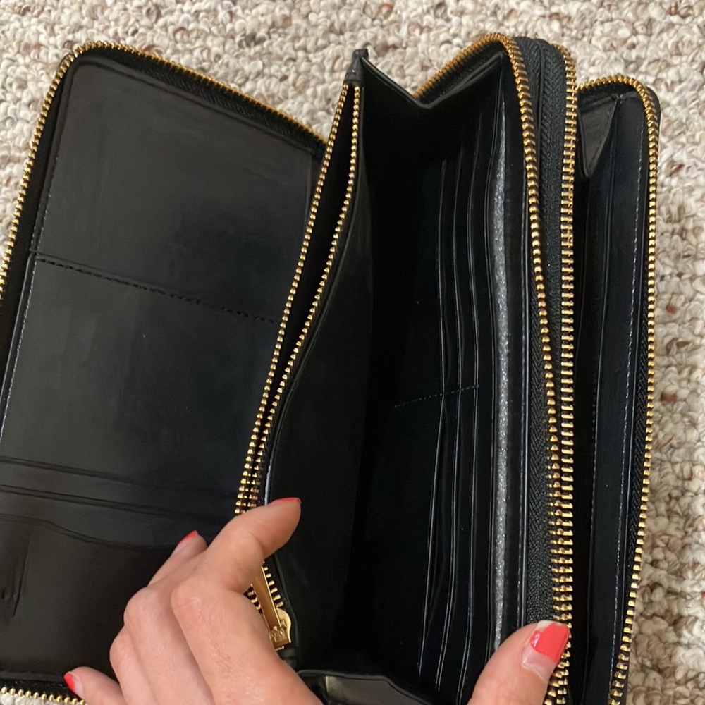 coach Double Zip Travel Wallet In Signature Canvas F23552 Brown and Black - Picture 10 of 15